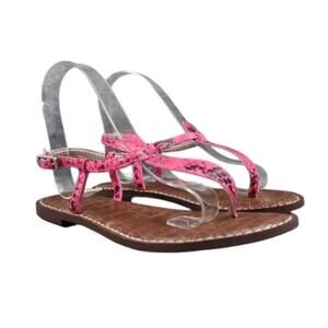 Sam Edelman Shoes Womens 5 Sandals Casual Flat Leather Snake Pink Gigi Fashion